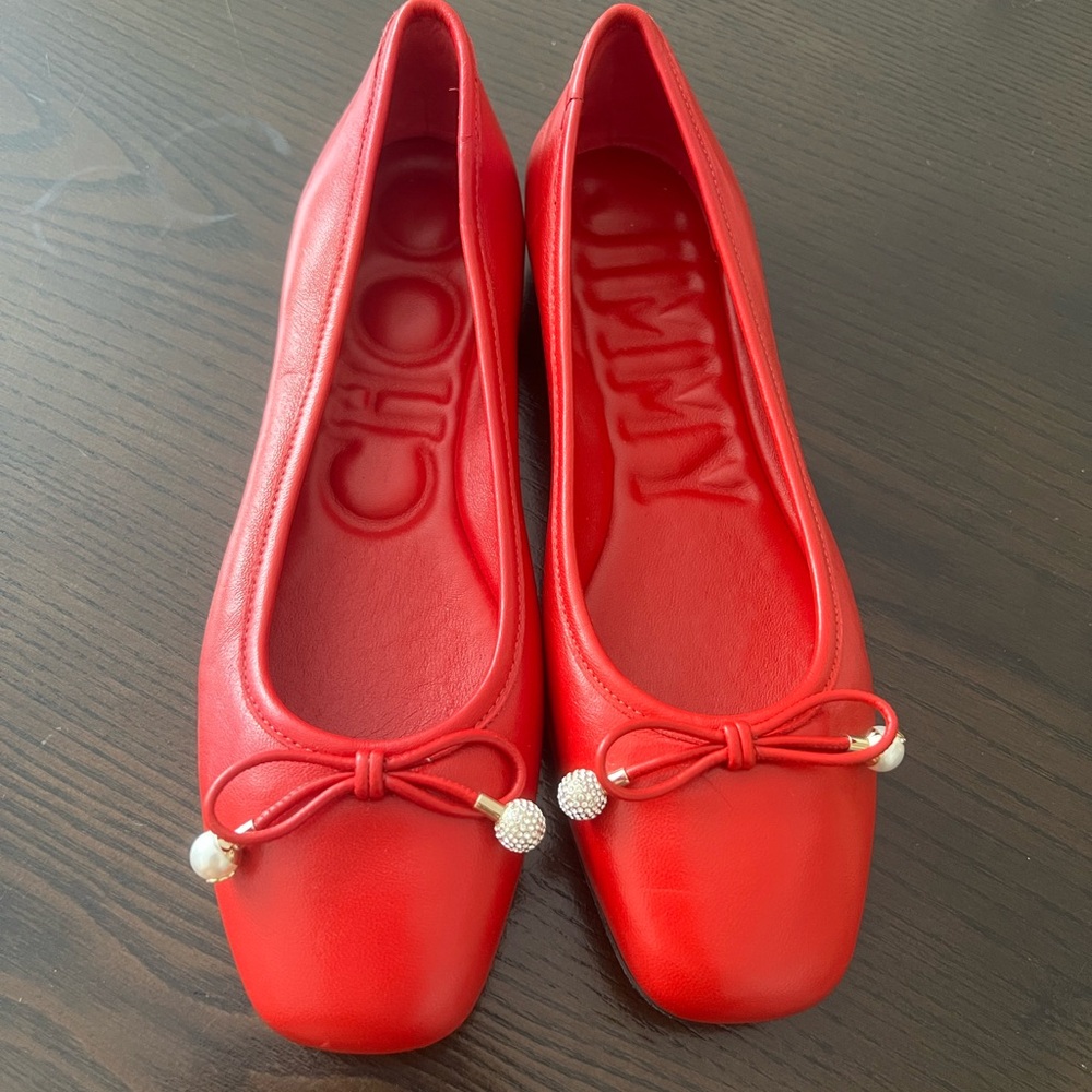 Jimmy Choo Red Ballet Flats